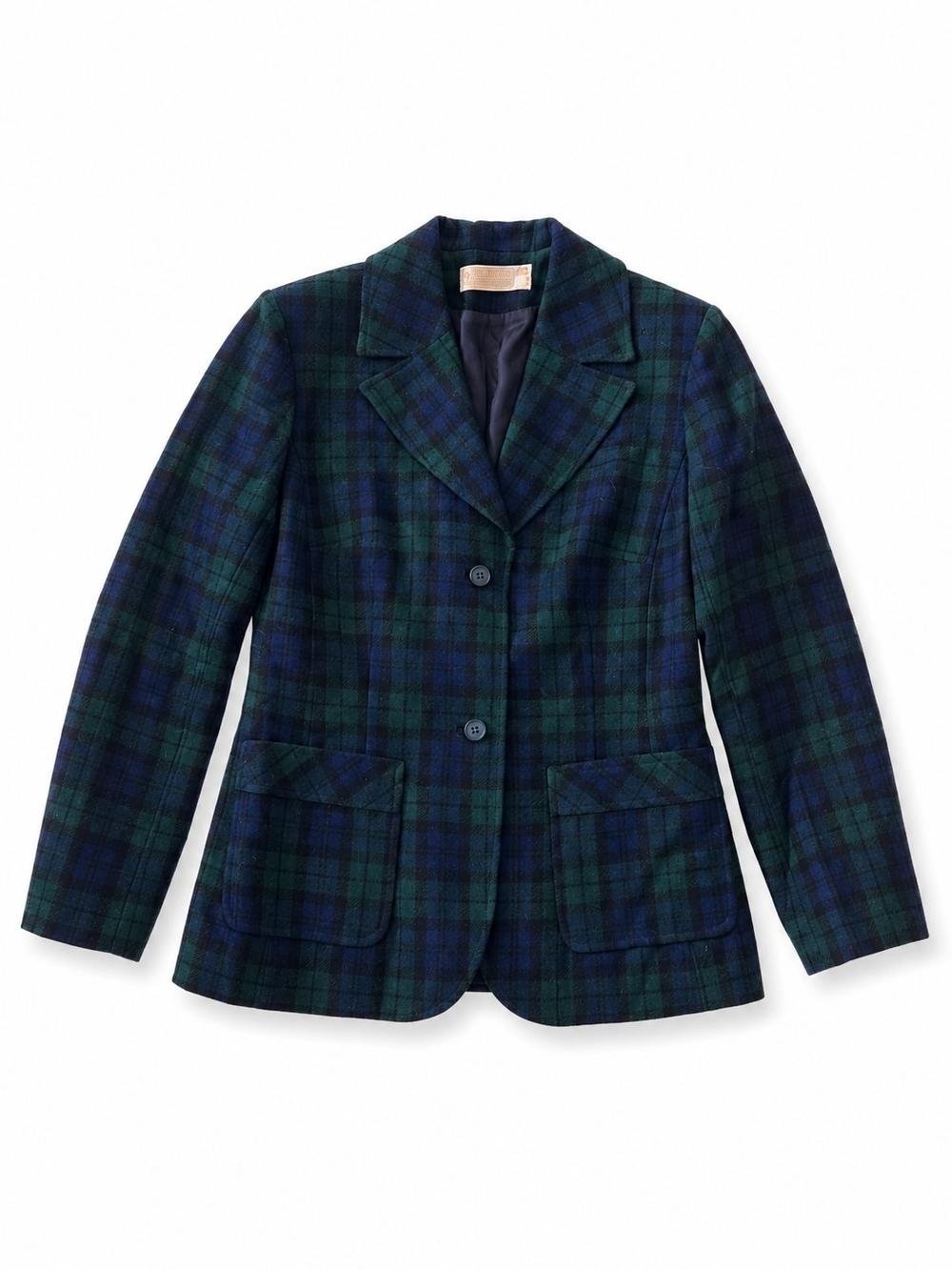Vintage Pendleton Green and Navy Plaid Tailored Blazer